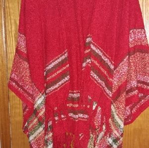 Simply Noelle Red Plaid Hooded Cape/Shawl